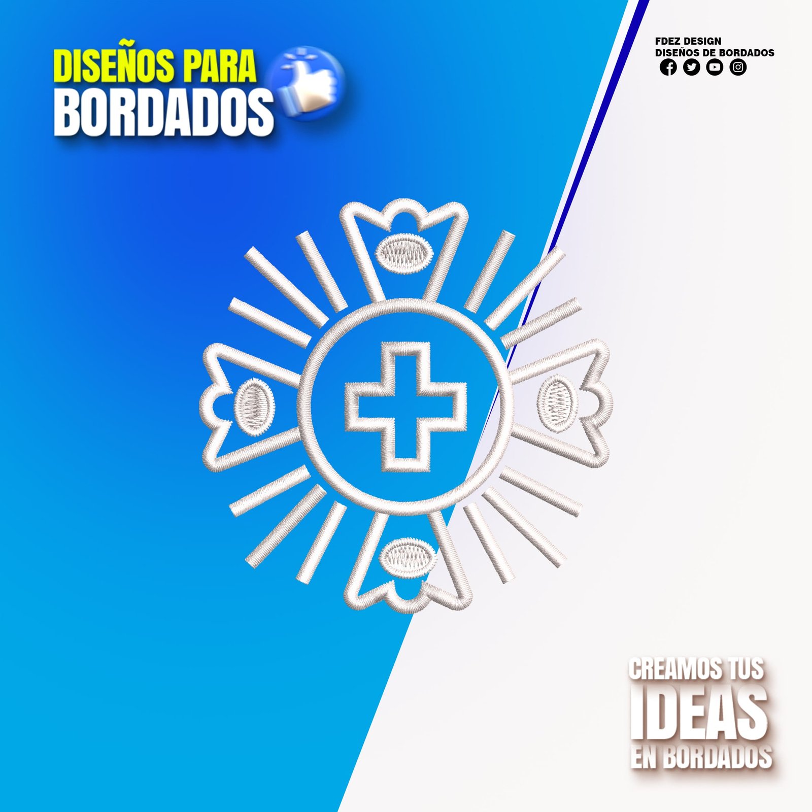 Cruz Central con Rayos y Ornamentos
