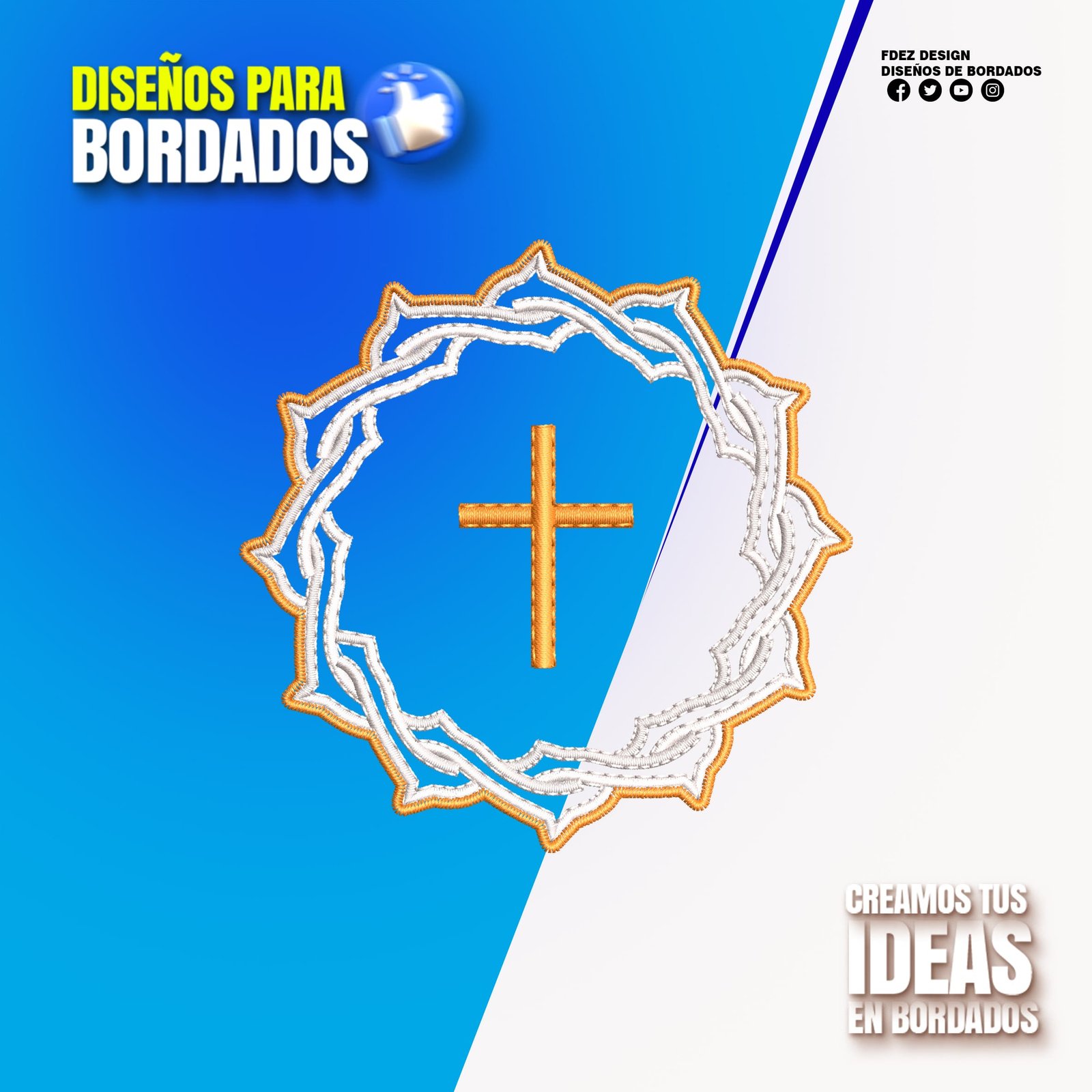 Cruz Dorada con Corona de Espinas