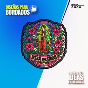Virgen de Guadalupe con Marco Floral y Texto