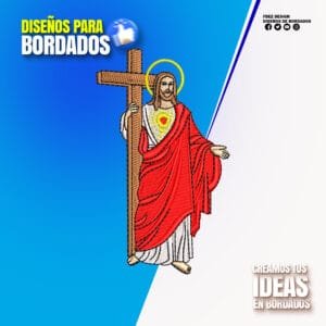 Jesús de Pie Sosteniendo Cruz