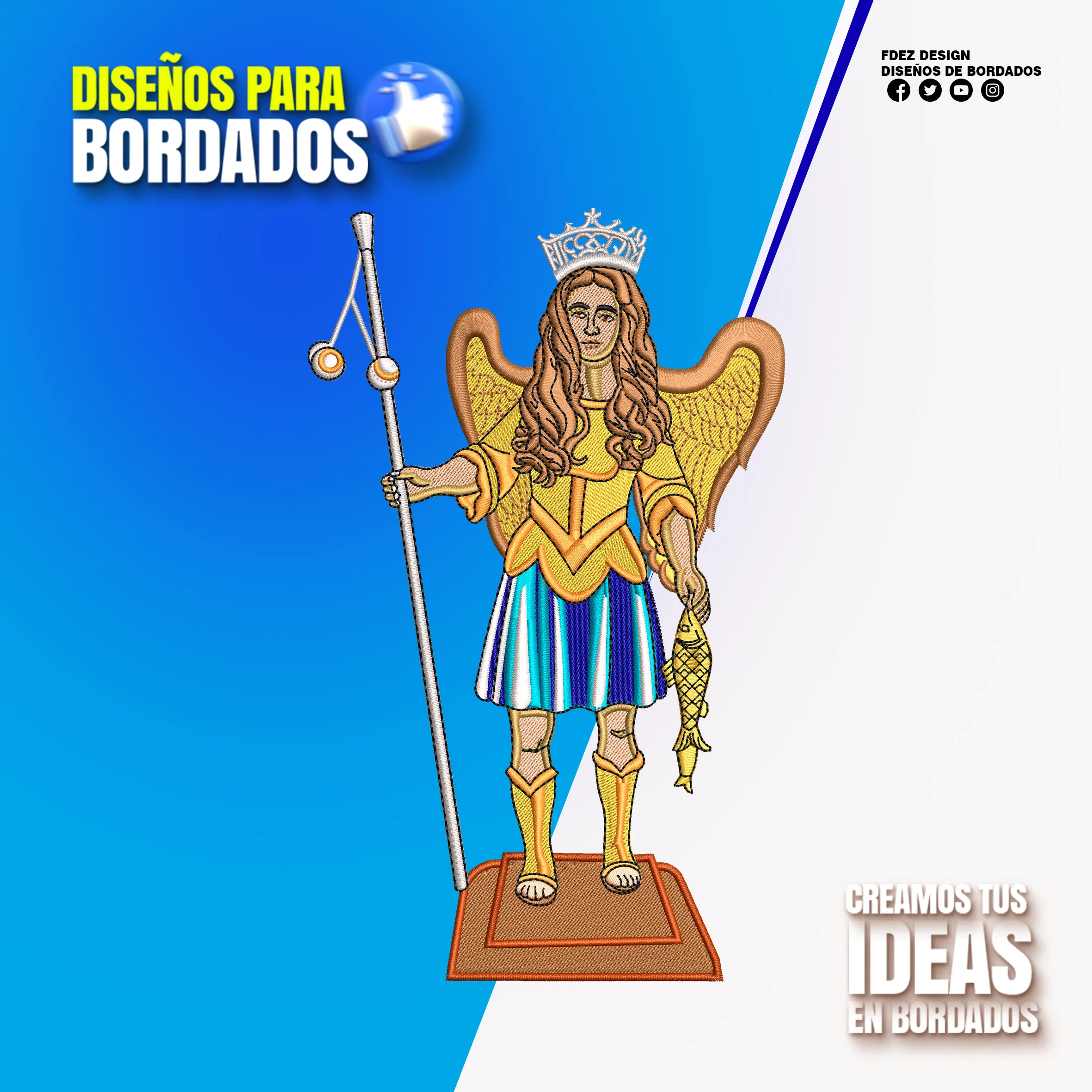 San Rafael con Báculo y Pez