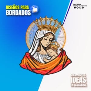 Virgen con Niño Jesús y Manto Naranja