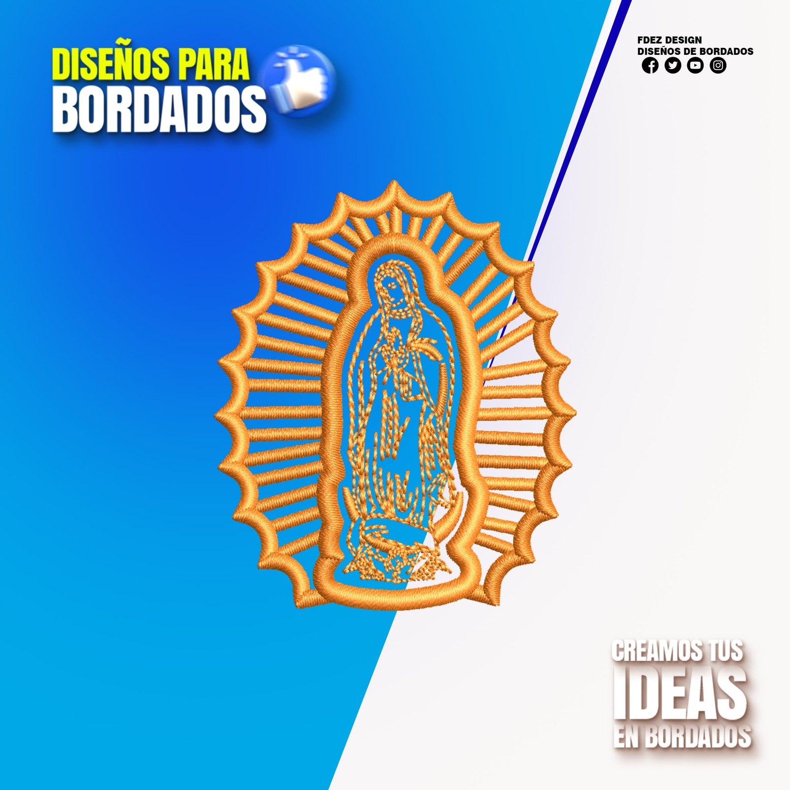 Aplique Emblema Virgen de Guadalupe Dorado