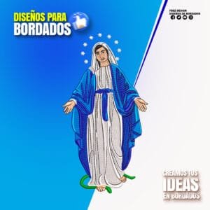 Virgen con Manto Azul y Aureola de Estrellas